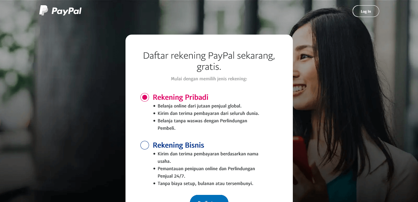 Cara daftar PayPal