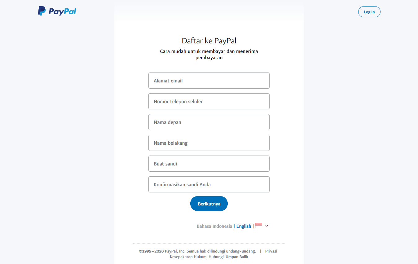 Cara daftar PayPal