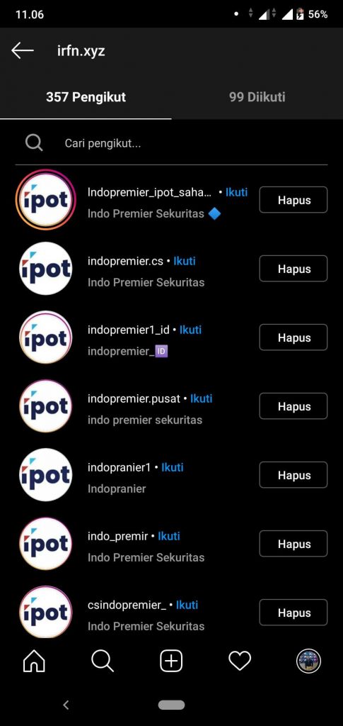 akun Instagram bodong Indo Premier