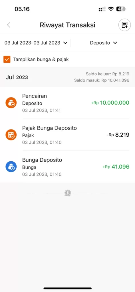 pencairan deposito Seabank di aplikasi