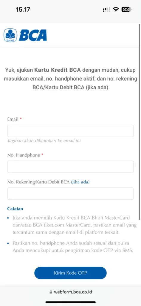 Pengalaman Apply Kartu Kredit BCA secara Online. Begini Cara Daftarnya! 1