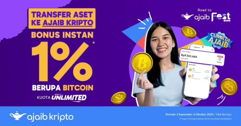 Transfer Aset ke Ajaib Kripto Bisa Dapat Bonus 1% Bitcoin